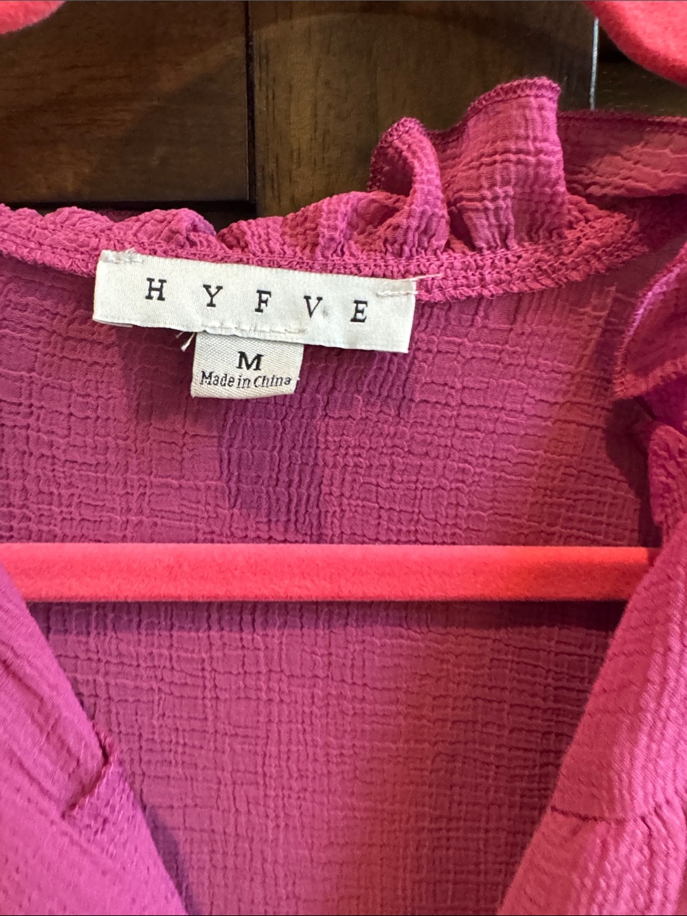 HYFVE Pink Ruffle Button-Front Blouse - Picture 2 of 4